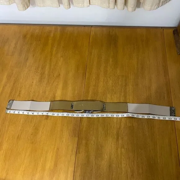 Michael Kors Gray Snakeskin-Print Leather Belt with Gold Hardware - Picture 8 of 9